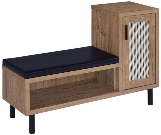 Coaster® Teller Black/Natural Oak Shoe Storage Bench-0