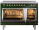 Ilve® Nostalgie II Noblesse 48'' Emerald Green Pro Style Induction Range with Brass Trim-1