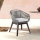 Armen Living Tutti Frutti Dark Eucalyptus/Gray Fabric/Rope/Wood Outdoor Dining Arm Chair Set-1