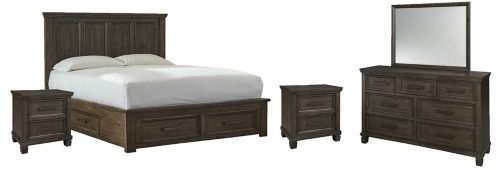 Signature Design by Ashley® Johurst 5-Piece Grayish Brown Queen Storage Panel Bed Set-0
