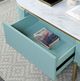 Furniture of America® Koblenz Light Teal Coffee Table with White Marble Top-2