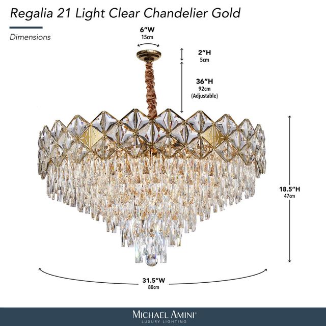 Michael Amini® Regalia Clear/Gold 21-Light Chandelier-2