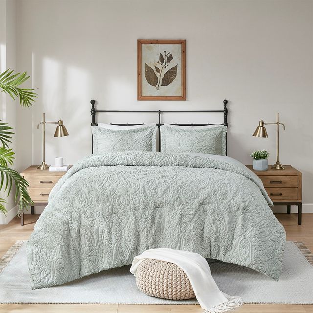 Olliix by Madison Park Norfolk Grey Twin/Twin XL Ultra Plush Comforter Mini Set-4