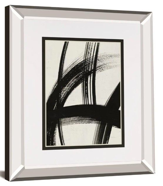 Classy Art Black/White Spontaneous II By Farida Zaman Mirror Framed Wall Art-0