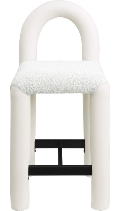 Meridian Furniture Amari Cream Boucle/Vegan Leather Upholstered Counter Stool-1