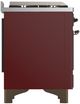 Ilve® Majestic III 60" Burgundy Pro Style Dual Fuel Liquid Propane Range with Griddle and Burnished Trim-4