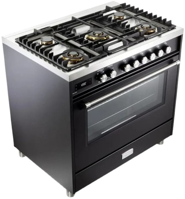 Verona® Ultima 36" Matte Black Pro Style Dual Fuel Range-3