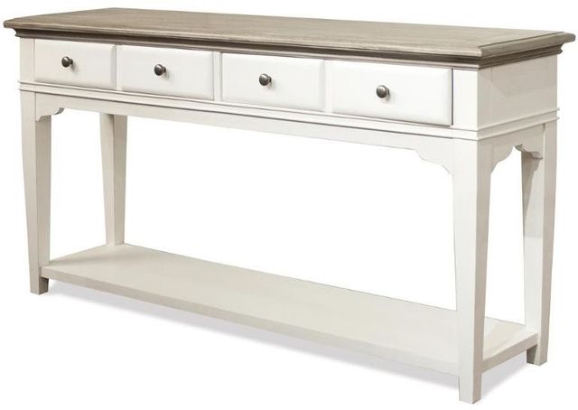Riverside Furniture Myra Natural Sofa Table with Paperwhite Base-1