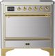Ilve® Majestic III 36" Stainless Steel Pro Style Induction Range with Solid Door and Brass Trim-0