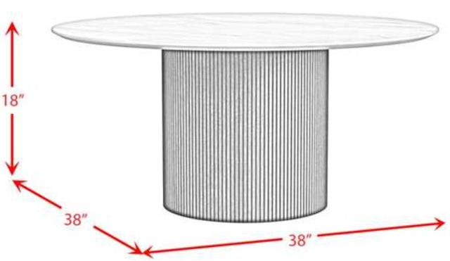 Elements International Sylvie White Faux Marble Top Coffee Table with Natural Base-2
