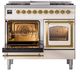 Ilve® Nostalgie II Noblesse 40'' Antique White Pro Style Dual Fuel Range with Brass Trim-3