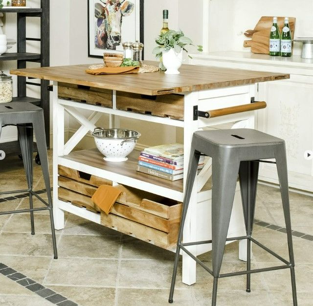 YHD Cassidy Brown/White Kitchen Island-1