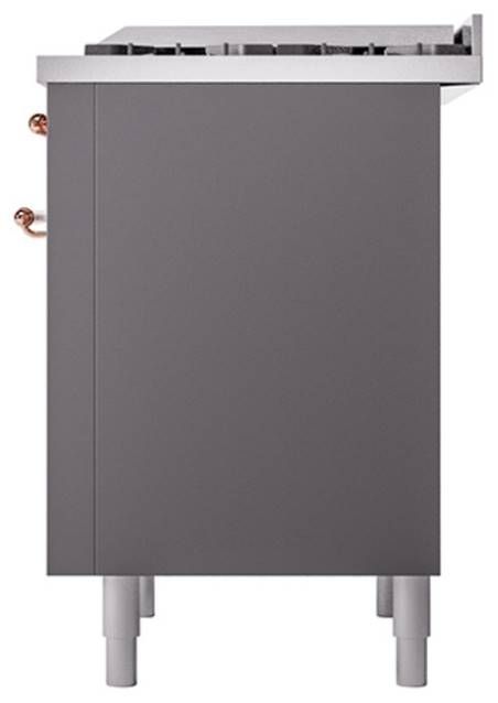 Ilve® Nostalgie II Noblesse 36'' Graphite Matte Pro Style Dual Fuel Range with Copper Trim-3