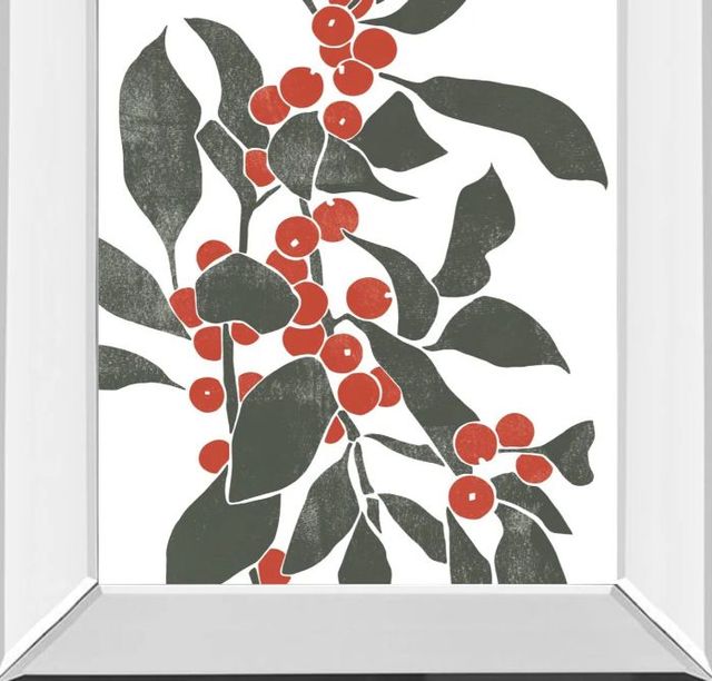 Classy Art Colorblock Berry Branch IV by Emma Scarvey Mirror Framed Wall Art-1