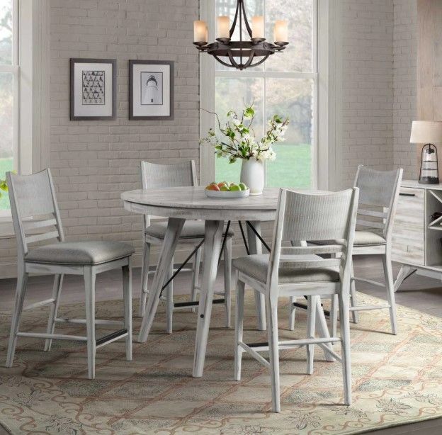 Intercon Modern Rustic Weathered White Round Counter Table-1