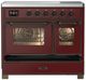 Ilve® Majestic III 40" Burgundy Pro Style Induction Range with Triple Glass Door and Burnished Trim-2
