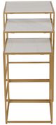 Jofran Inc. Oliver 3-Piece White Nesting Table with Gold Base Set-5