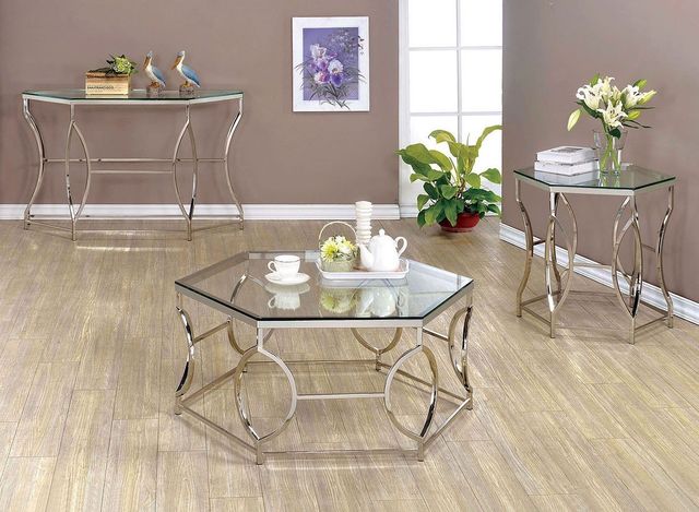 Furniture of America® Zola Glass Top End Table with Chrome Frame -2