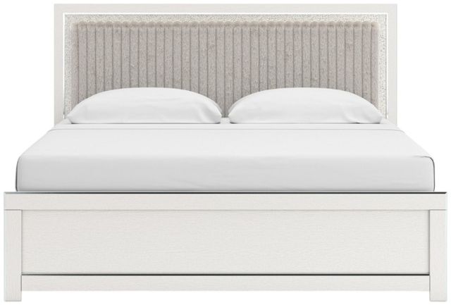 Signature Design by Ashley® Zuraleus White King Panel Bed with Upholstered Headboard-2