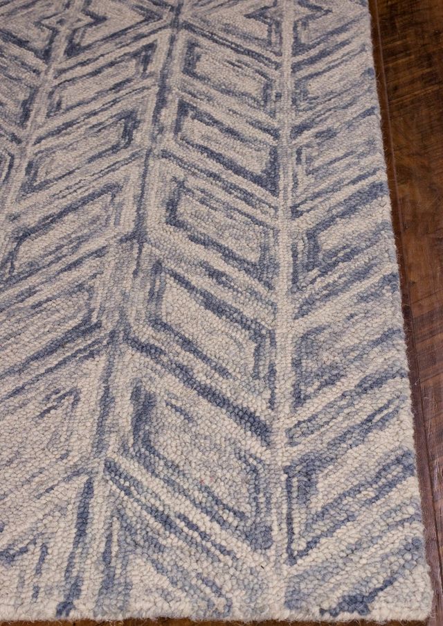 KAS Rugs Gramercy Blue Hither Herringbone 5'x7' Rug-1