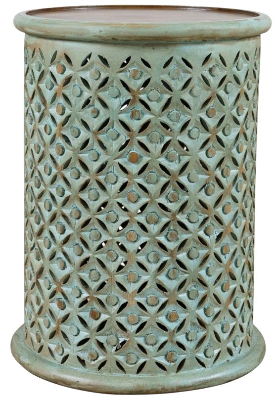 Jofran Inc. Global Archive Decker Turquoise Large Drum Table-0