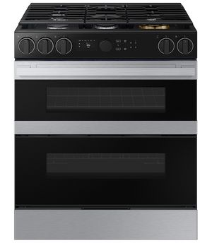 Samsung Bespoke 30" Fingerprint Resistant Stainless Steel Slide In Dual Fuel Range