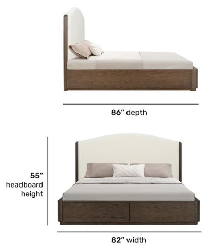 Flexsteel® Athens Chocolate Brown/Ivory King Upholstered Panel Storage Bed-2