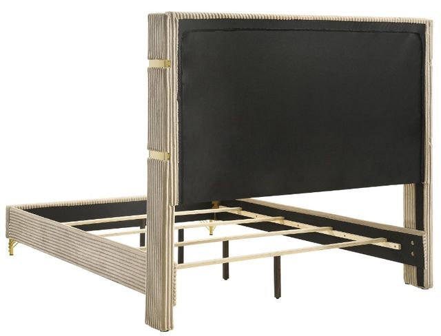 Coaster® Lucia Beige Eastern King Upholstered Wingback Panel Bed-2