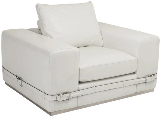 Michael Amini® Mia Bella Cream/Stainless Steel Leather Chair-0