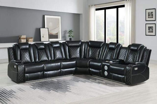 New Classic® Home Furnishings Orion II 3-Piece Black L-Shape Power Reclining Sectional-1