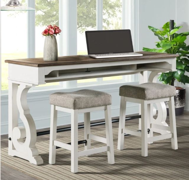 Intercon Drake French Oak 76" Sofa Bar Table with Rustic Gray Base-1