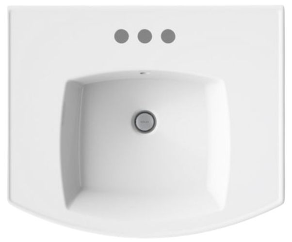 Kohler Kelston® White 22.75" Rectangular Pedestal Bathroom Sink-4