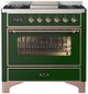 Ilve® Majestic III 36" Emerald Green Pro Style Dual Fuel Liquid Propane Range with 6 Black Brass Burners and Copper Trim-0