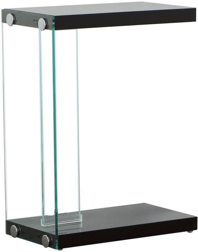 Steve Silver Co. Elaina Glossy Black Chair Side End Table with Glass Frame-0