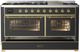 Ilve® Majestic III 60" Graphite Matte Pro Style Dual Fuel Liquid Propane Range with Triple Glass Door and Brass Trim-2