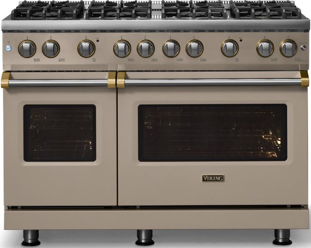 Viking® 5 Series 48" Nantucket Pro Style Gas (NG) Range with Brushed Brass Trim-3