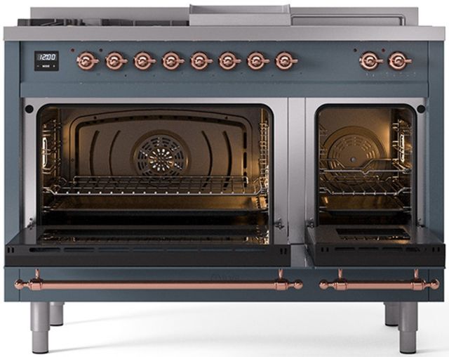 Ilve® Nostalgie II Series 48" Blue Grey Pro Style Dual Fuel Range-1