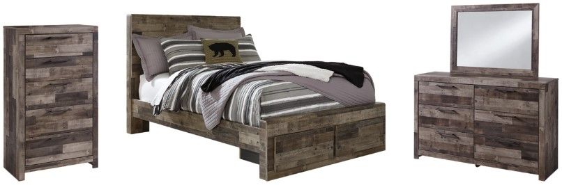 Benchcraft® Derekson 4-Piece Multi Gray Full Panel Storage Bed Set