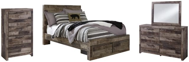 Benchcraft® Derekson 4-Piece Multi Gray Full Panel Storage Bed Set-0