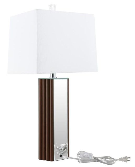 Coaster® Elena Brown/White 30" Square Tapered Mirrored Table Lamp -3