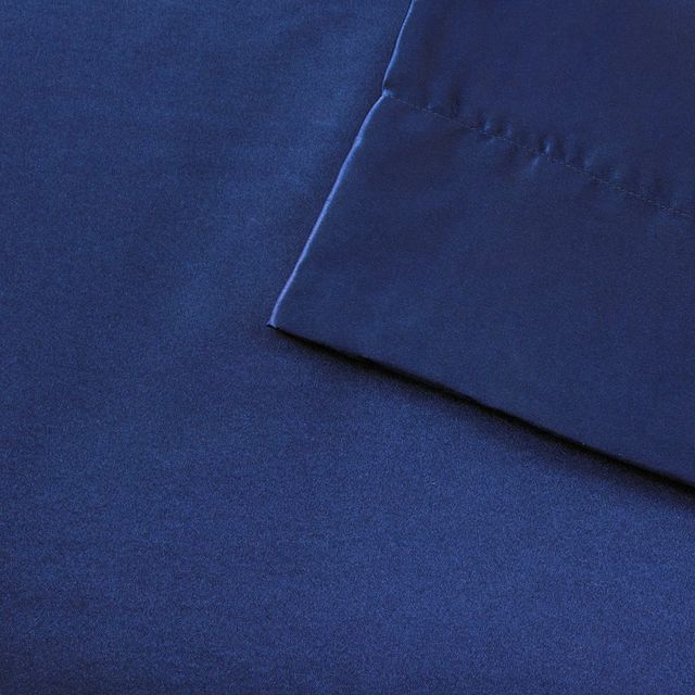 Olliix by Madison Park Essentials Navy Full Satin Wrinkle-Free Luxurious 6-Piece Sheet Set-2