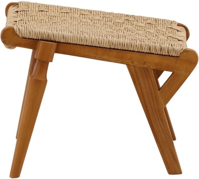Dovetail Furniture Parley Natural Rattan/Wooden Outdoor Ottoman-2