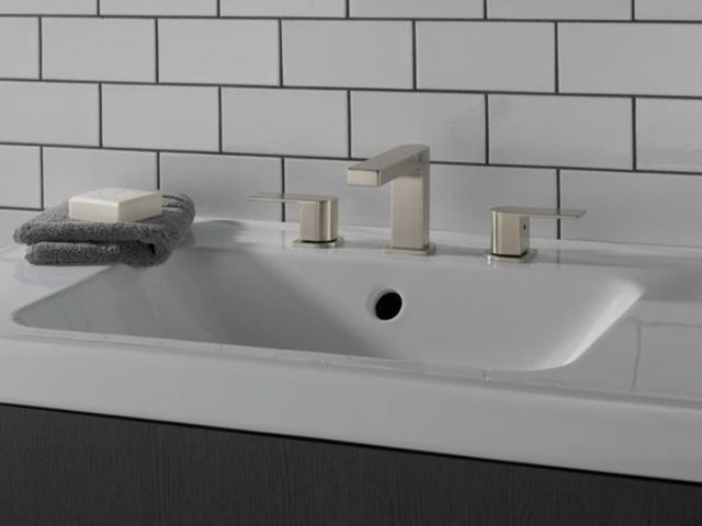 Peerless Xander® Brushed Nickel 2-Handle Widespread Bathroom Faucet-1
