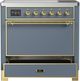 Ilve® Majestic III 36" Blue Gray Pro Style Induction Range with Solid Door and Brass Trim-3
