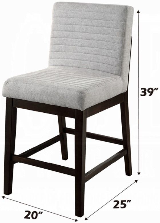 ACME Furniture Edwyn 2-Piece Espresso/Gray Upholstered Counter Height Dining Stool  Set-2
