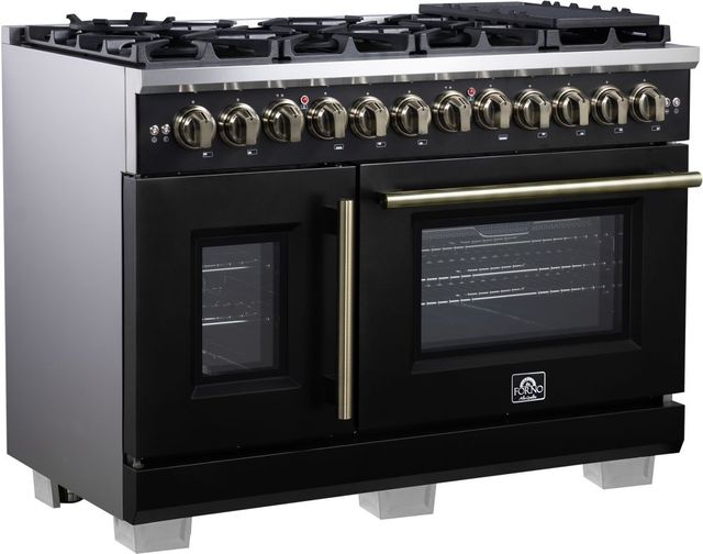 FORNO® Capriasca Series Alta Qualita 48" Black Pro Style Dual Fuel Range-1