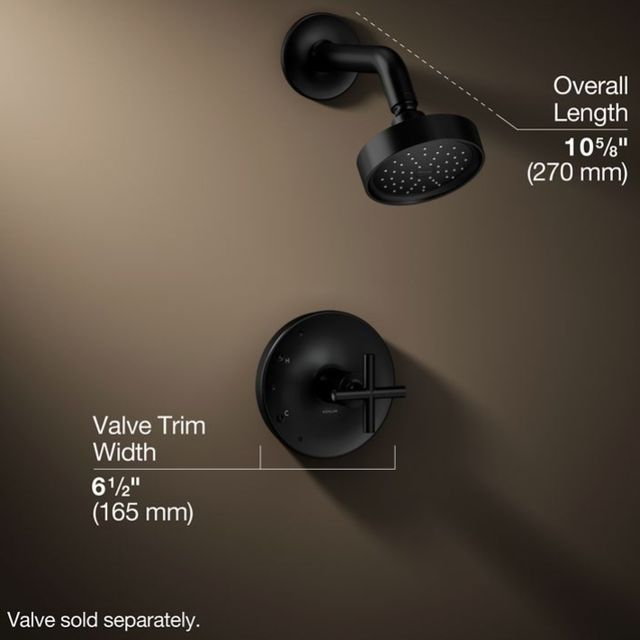 KOHLER® Purist® Rite-Temp® Matte Black 1.75 GPM Shower Trim Kit with Cross Handle-2