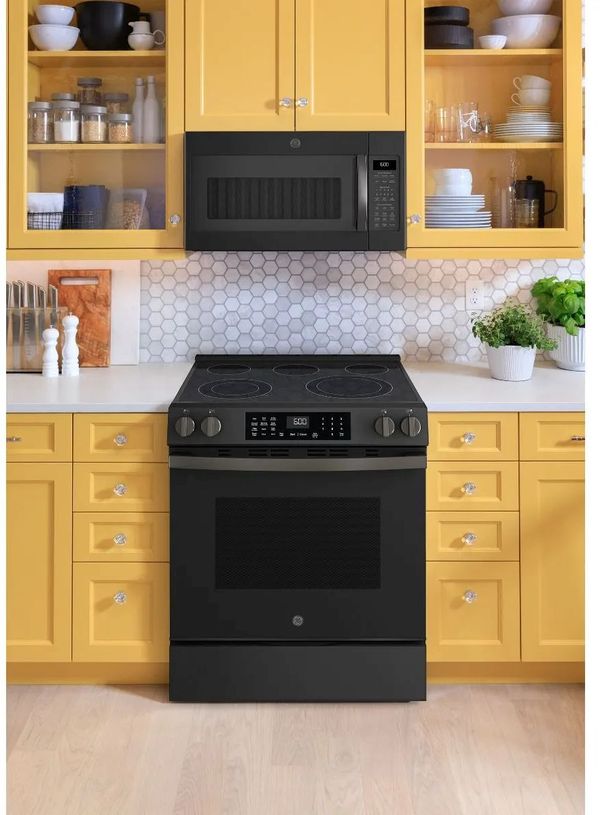 GE 600 Series 30" Black Slate Slide-In Electric Range