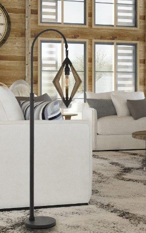 Cal® Lighting & Accessories Valence Black/Wood Floor Lamp-1