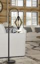 Cal® Lighting & Accessories Valence Black/Wood Floor Lamp-1